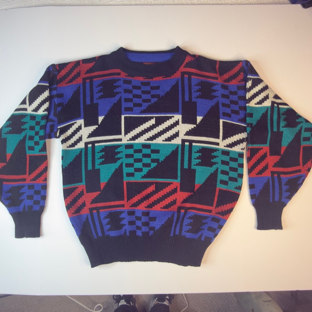 Vintage 90s Oakton Limited Geometric Sweater - Large - Retro Knit